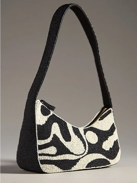 Anthropologie Asymmetric Beaded Shoulder Bag - Picture 1 of 7